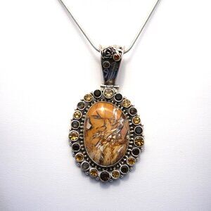 Yellow Jasper, Citrine, and Smoky Topaz Pendant